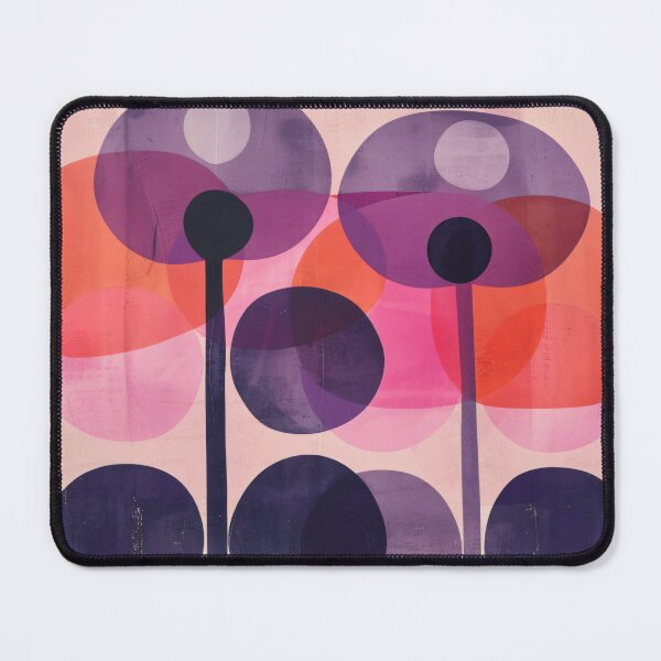 Item preview, 60s minimalist purple tones retro modern geometric flower pattern  designed and sold by LeAllureVintage.