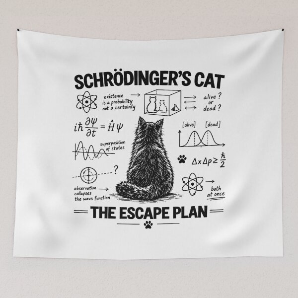 Item preview, Quantum Cat Thought Experiment Science Diagram designed and sold by Nekoojimeo.
