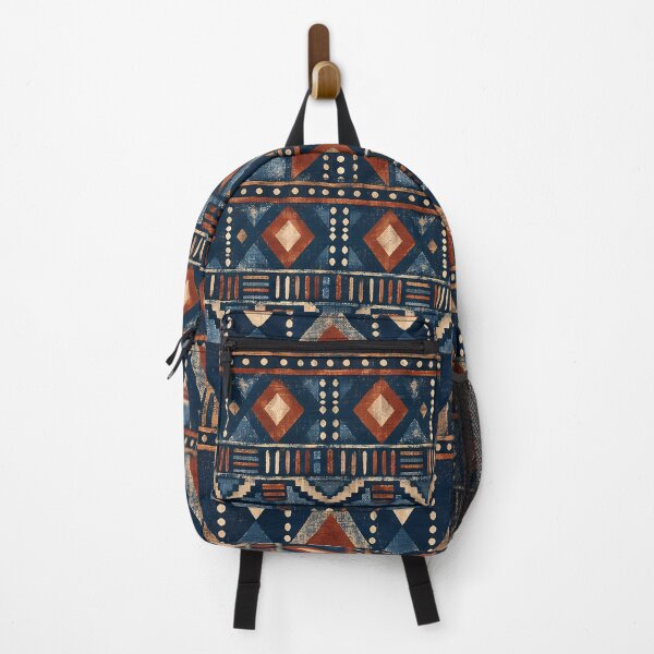 Item preview, Navy Terracotta Boho Diamond Stripe Pattern designed and sold by Apex Designs.