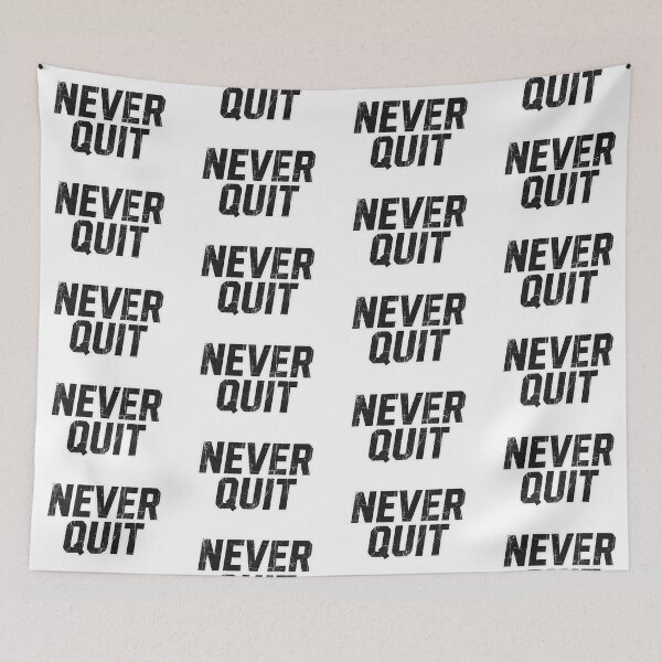 Item preview, Never Quit Motivational Typography Sticker designed and sold by Surabi-studio.