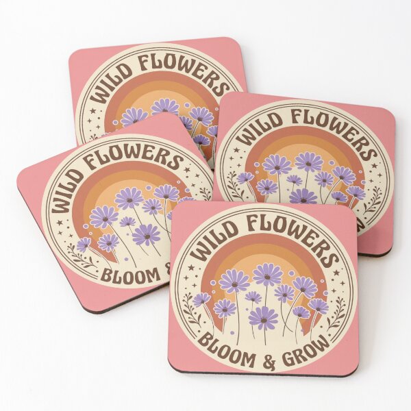 Item preview, Wild Flowers Bloom & Grow - Retro Floral Sunrise Badge designed and sold by Chroma Dreams .