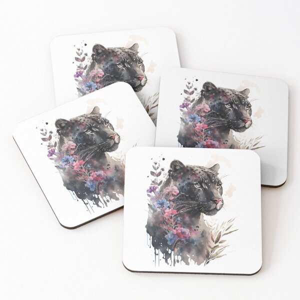 Item preview, Beautiful Black Panther With Flowers Watercolor 111 designed and sold by shopnga.