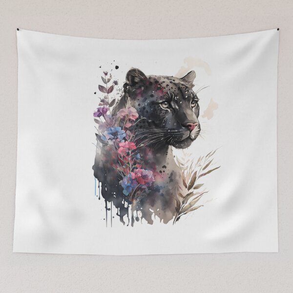 Item preview, Beautiful Black Panther With Flowers Watercolor 111 designed and sold by shopnga.