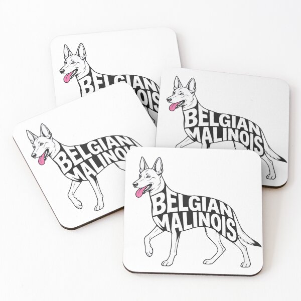 Item preview, Belgian Malinois Black and White Typography Silhouette Design designed and sold by K9PASSAGE..