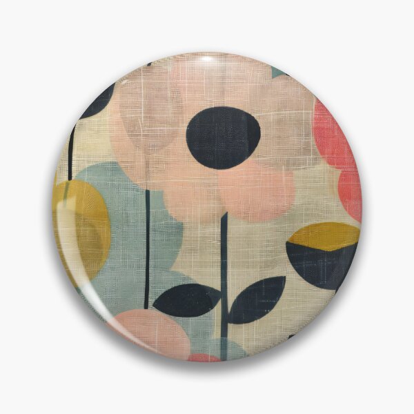 Item preview, 60s retro flowers modern textile pattern in pastel colors designed and sold by LeAllureVintage.