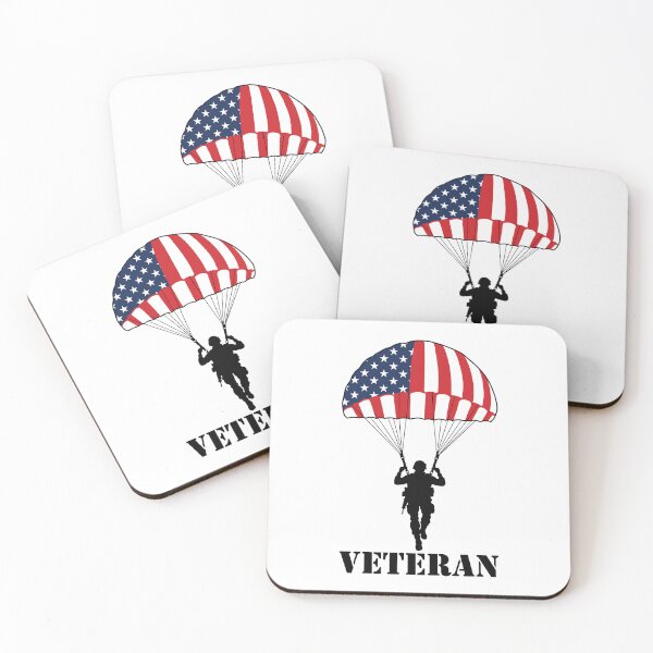 Item preview, Paratrooper Veteran - American Flag Parachute Silhouette designed and sold by Marshallamoakohene.