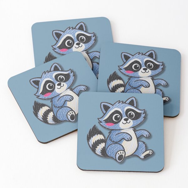 Item preview, Cute Blue Raccoon – Kawaii Woodland Animal Crayon Art designed and sold by Mousy17.