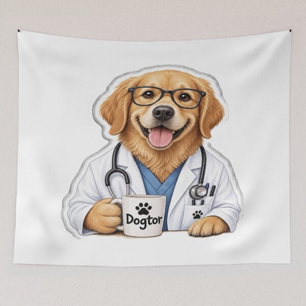 Item preview, Cute Dogtor Golden Retriever - Funny Vet Doctor Dog Sticker designed and sold by Designs248877.
