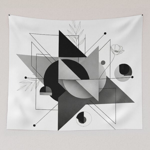 Item preview, Monochrome Geometric Shape Composition designed and sold by Apex Designs.