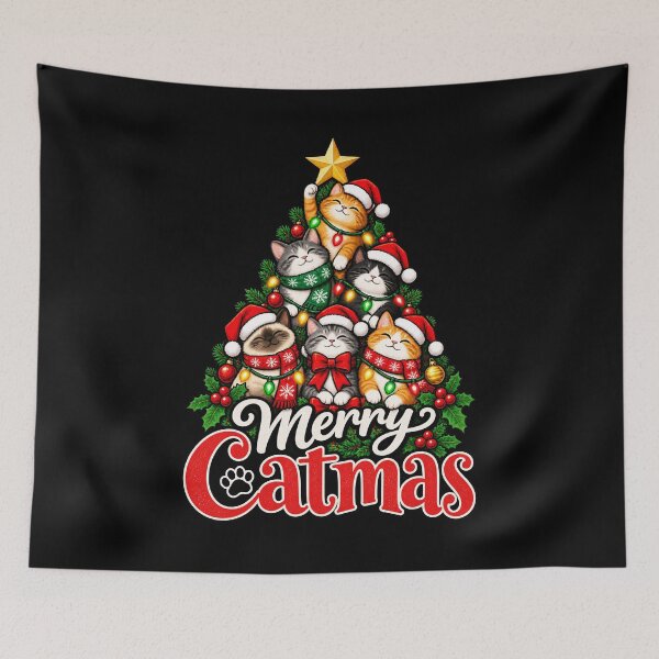 Item preview, Merry Catmas Christmas Tree Cats Design designed and sold by rafaeltto.