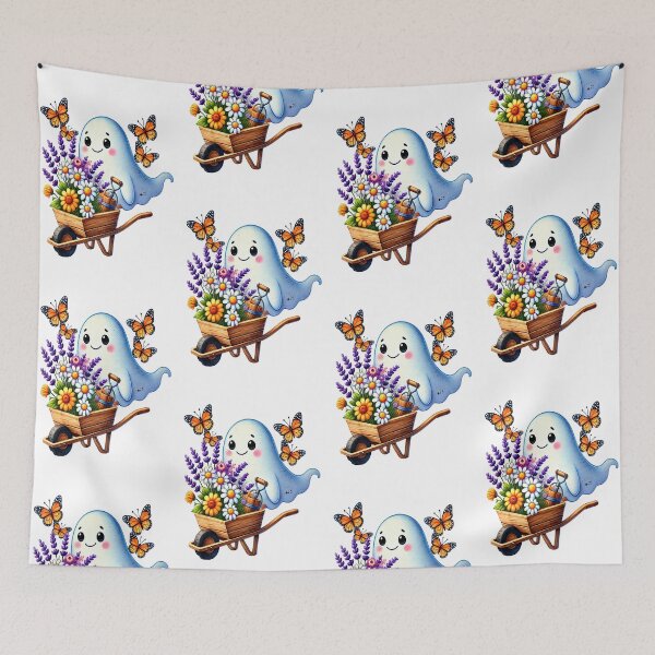 Item preview, Cute ghost with a wheel barrow designed and sold by LoneAngel.