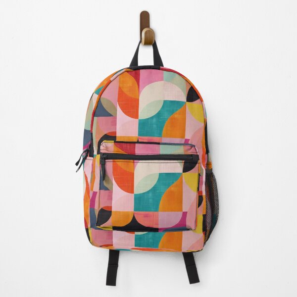 Item preview, 60s retro colorful modern textile pattern in vibrant pastel colors designed and sold by LeAllureVintage.