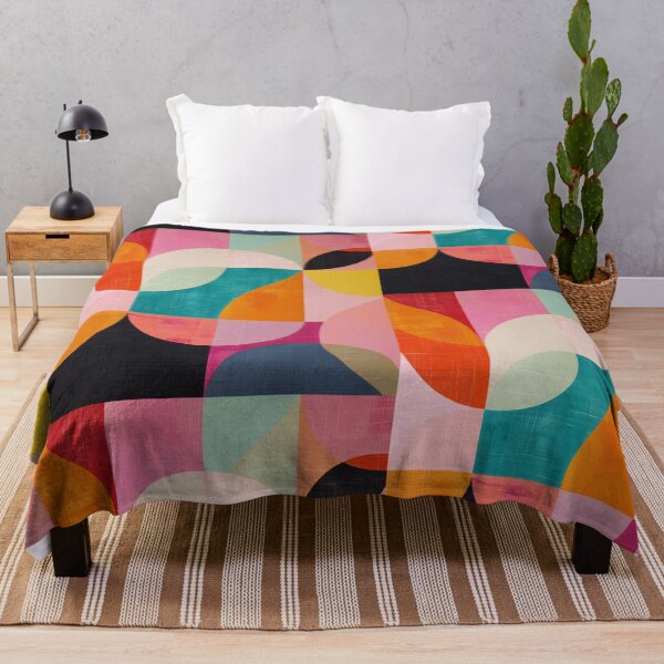 Item preview, 60s retro colorful modern textile pattern in vibrant pastel colors designed and sold by LeAllureVintage.