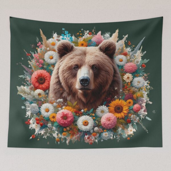 Item preview, Grizzly Bear in Bloom | Wild at Heart designed and sold by ksgraphics222.