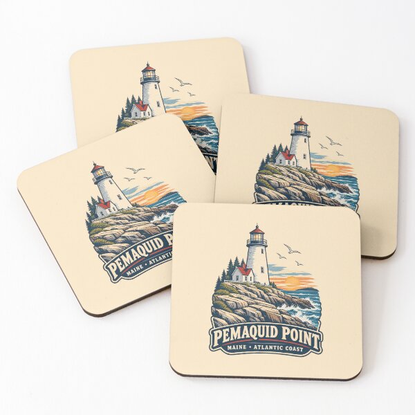 Item preview, Pemaquid Point Lighthouse Maine Vintage Coastal Travel Design designed and sold by Globalcitytees.