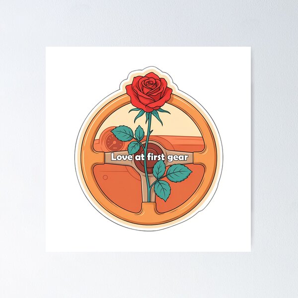 Item preview, Vintage Steering Wheel with Red Rose designed and sold by NiftyWrx.