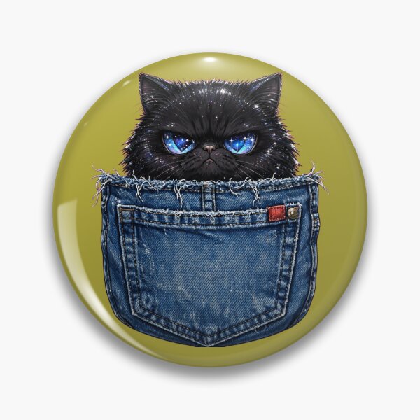 Item preview, Grumpy Black Cat Peeking Denim Pocket Vintage designed and sold by GRUMPY-UNIVERSE.