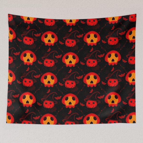 Item preview, Cute Halloween Pumpkins and Ghosts Pattern - Red orange designed and sold by PatternXOXO.