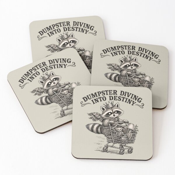 Item preview, Dumpster Diving into Destiny – Vintage Raccoon Shopping Cart Illustration designed and sold by MJO80.