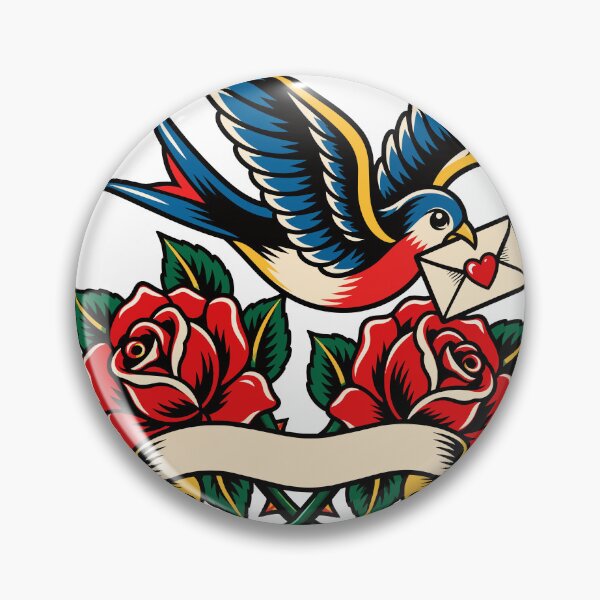 Item preview, Traditional Tattoo Swallow with Love Letter and Roses designed and sold by codex401.