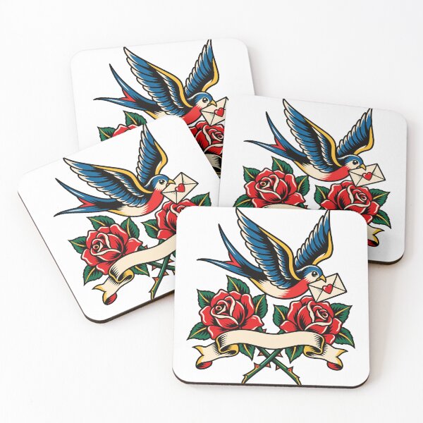 Item preview, Traditional Tattoo Swallow with Love Letter and Roses designed and sold by codex401.