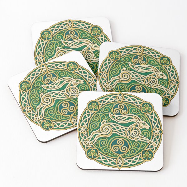 Item preview, Celtic Knot Leaping Hare with Shamrocks designed and sold by codex401.