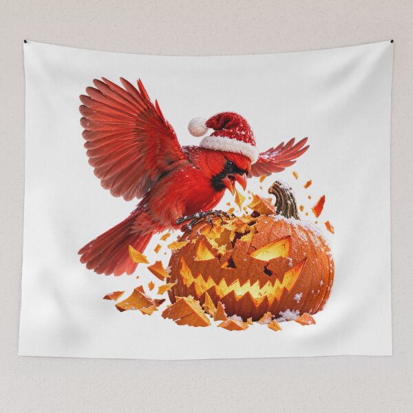 Item preview, Christmas Cardinal vs Halloween Pumpkin – Holiday Mayhem designed and sold by Kimberly Palmer.