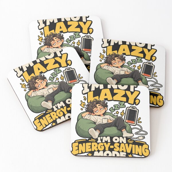 Item preview, I'm Not Lazy I'm on Energy-Saving Mode Funny Lazy Cartoon T-Shirt designed and sold by BasicPrintStudio.