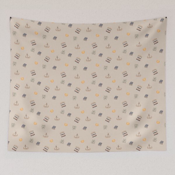 Item preview, Cozy Watercolor Hygge Reading Books and Candles Beige Pattern designed and sold by svitlaarty.