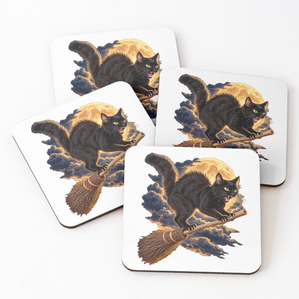Item preview, Witch's Black Cat on a Broomstick designed and sold by EllieGantDesign.