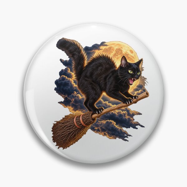 Item preview, Witch's Black Cat on a Broomstick designed and sold by EllieGantDesign.