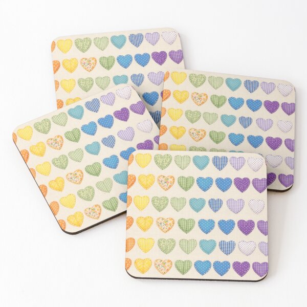 Item preview, Rainbow Hearts Patchwork in Gingham Polka Dot and Floral designed and sold by FrostyForge.