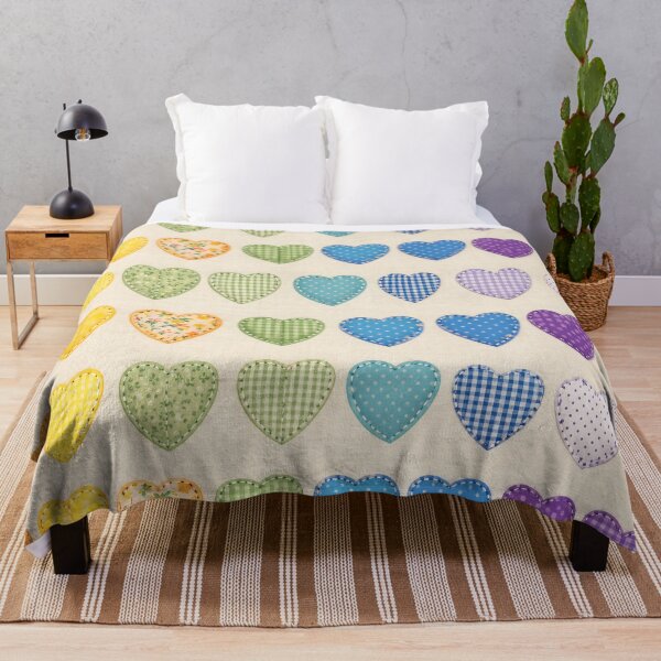 Item preview, Rainbow Hearts Patchwork in Gingham Polka Dot and Floral designed and sold by FrostyForge.