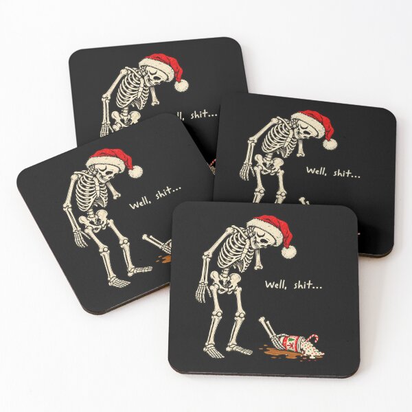 Item preview, Christmas Skeleton with Spilled Festive Drink designed and sold by Jone Cham.