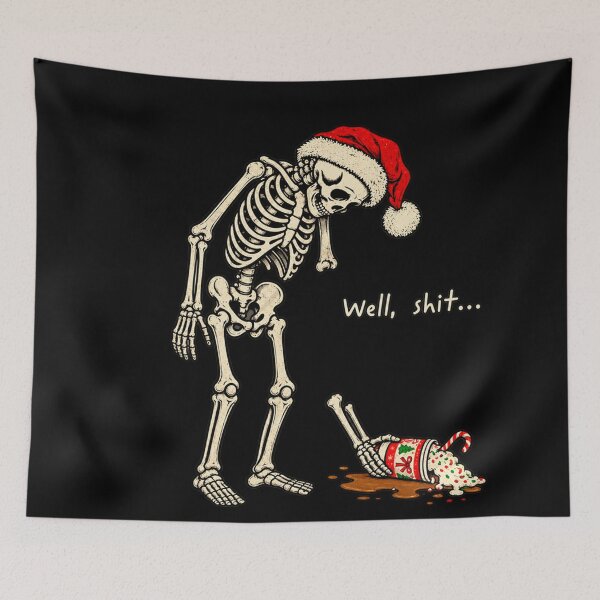 Item preview, Christmas Skeleton with Spilled Festive Drink designed and sold by Jone Cham.
