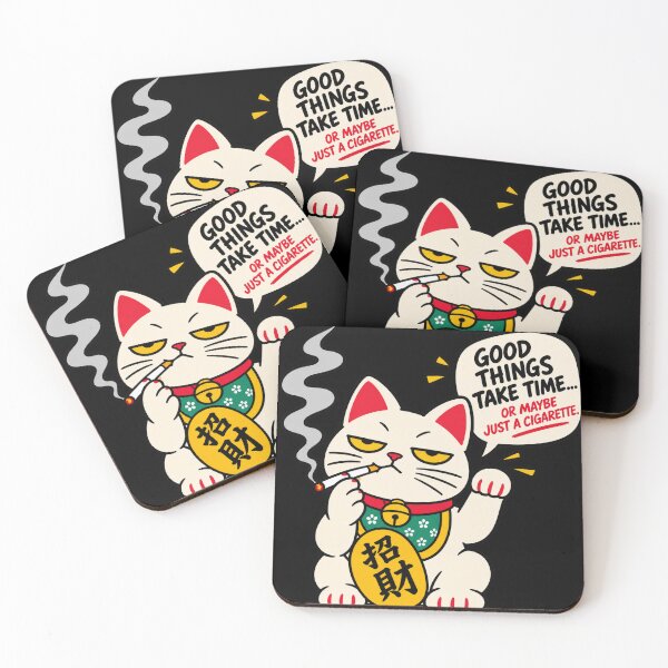 Item preview, Smoking Lucky Cat – Dark Humor Meme designed and sold by Midnight Muse.