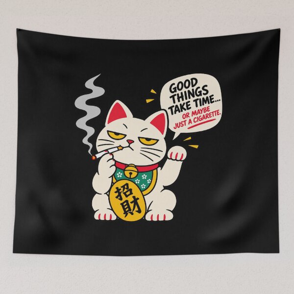 Item preview, Smoking Lucky Cat – Dark Humor Meme designed and sold by Midnight Muse.
