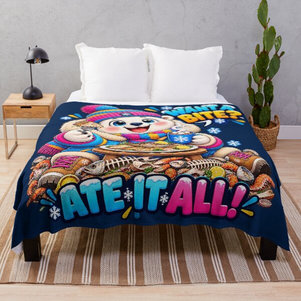 Item preview, Want A Bite Ate It All Cute Polar Bear Seafood Art designed and sold by M. Mamdouh Artworks.