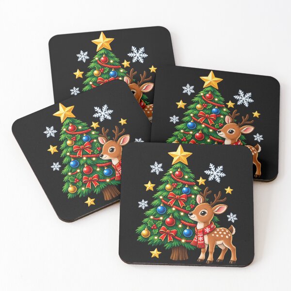 Item preview, Cute reindeer with Christmas tree and decorations designed and sold by rafaeltto.