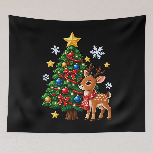 Item preview, Cute reindeer with Christmas tree and decorations designed and sold by rafaeltto.