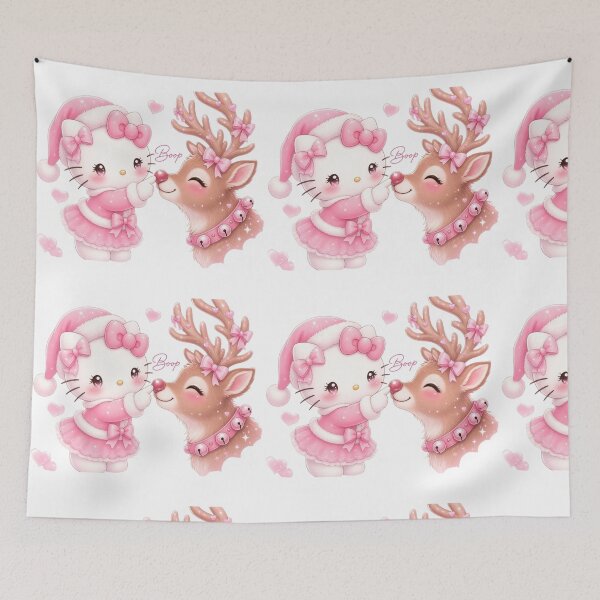 Item preview, Hello Kitty Christmas with Reindeer – Cute Pink Kawaii Retro Winter Holiday Aesthetic Design designed and sold by rfd2.