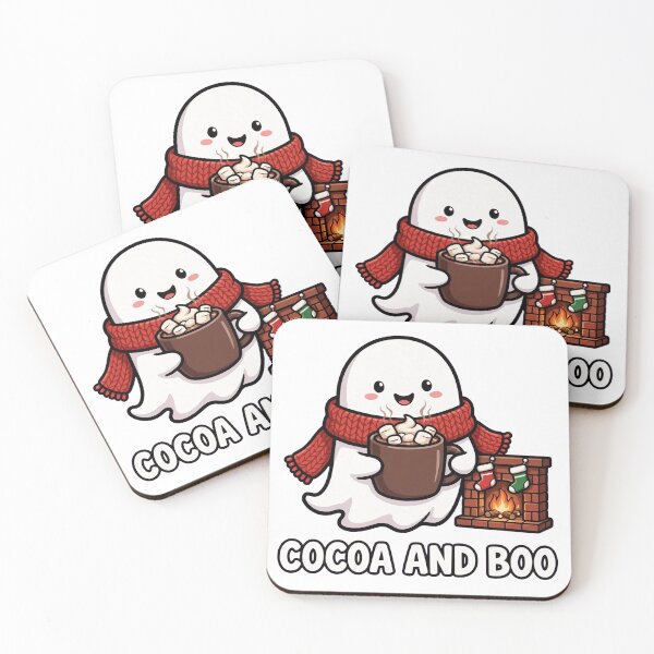 Item preview, Cocoa And Boo Cute Ghost Hot Cocoa Fireplace Christmas Funny designed and sold by peakprintsusa.