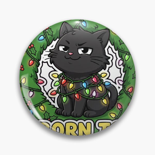 Item preview, Born To Sparkle Cute Black Cat Christmas Wreath Lights Funny designed and sold by peakprintsusa.