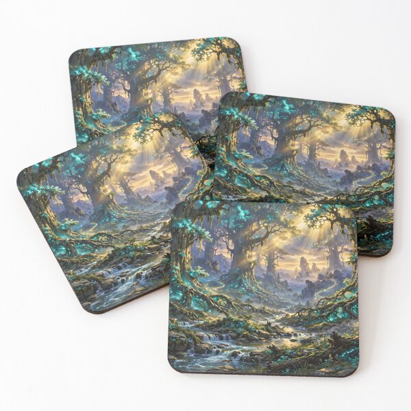 Item preview, Stunning Fantasy Forest Bathed in Sunlight designed and sold by Fanta-sticky.