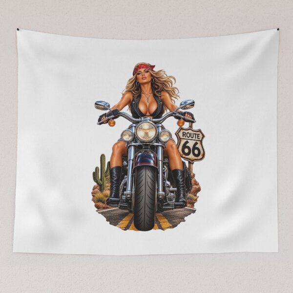 Item preview, Pin-Up Biker Girl – Rebel Spirit on Route 66 designed and sold by CHRIST5000.