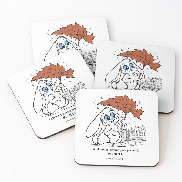 Item preview, Copenhagen Rabbit Sheltering Under an Autumn Leaf designed and sold by Soft Paws Sketches.