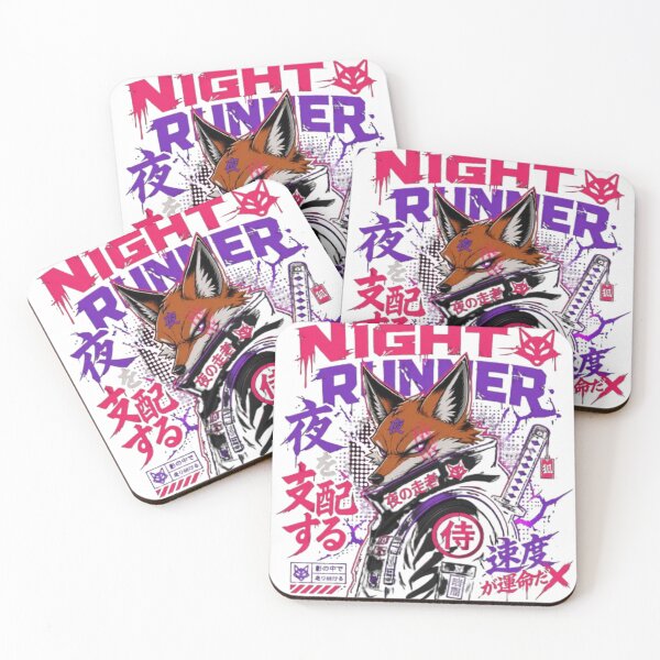 Item preview, Night Runner Street Samurai Neon Fox Streetwear T-Shirt designed and sold by Aura Craft Co..