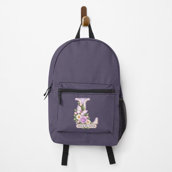 Item preview, Walk by Faith Letter L – Pastel Lavender Floral Butterfly Christian Monogram designed and sold by HO•Designs.