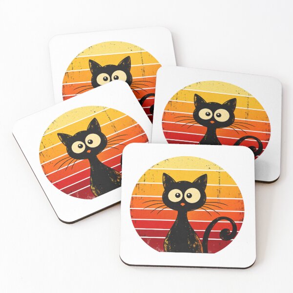 Item preview, Retro Sunset Cat – Vintage Black Cat Graphic designed and sold by sonsunarts.