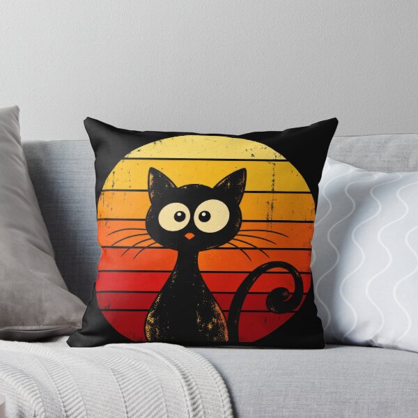 Item preview, Retro Sunset Cat – Vintage Black Cat Graphic designed and sold by sonsunarts.